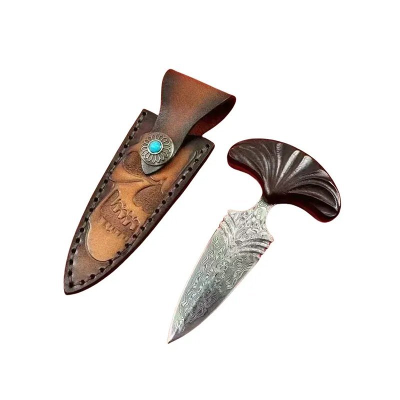 01-662edf792706.jpg Damascus Steel Push Dagger met Rosewood Handvat