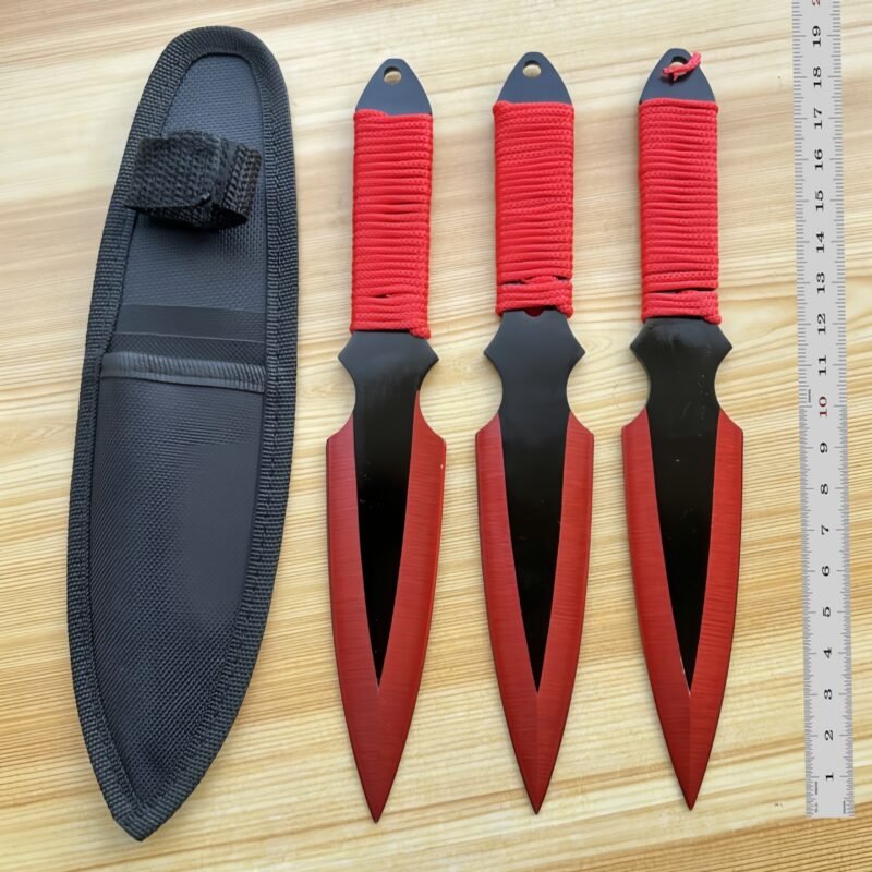 Trainingsset werpmessen YF122 – 3-delig, Rood accent